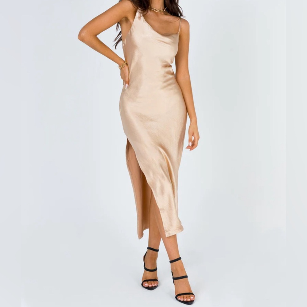 Champagne Midi Slip Dress
